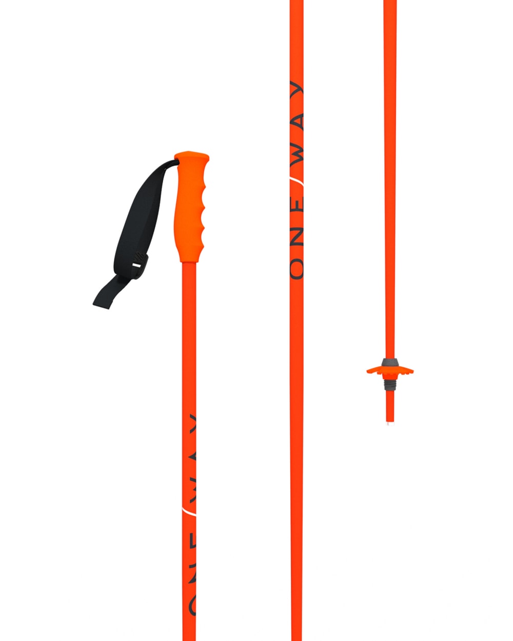 One Way Junior High Ski Poles - Neon Orange, front view