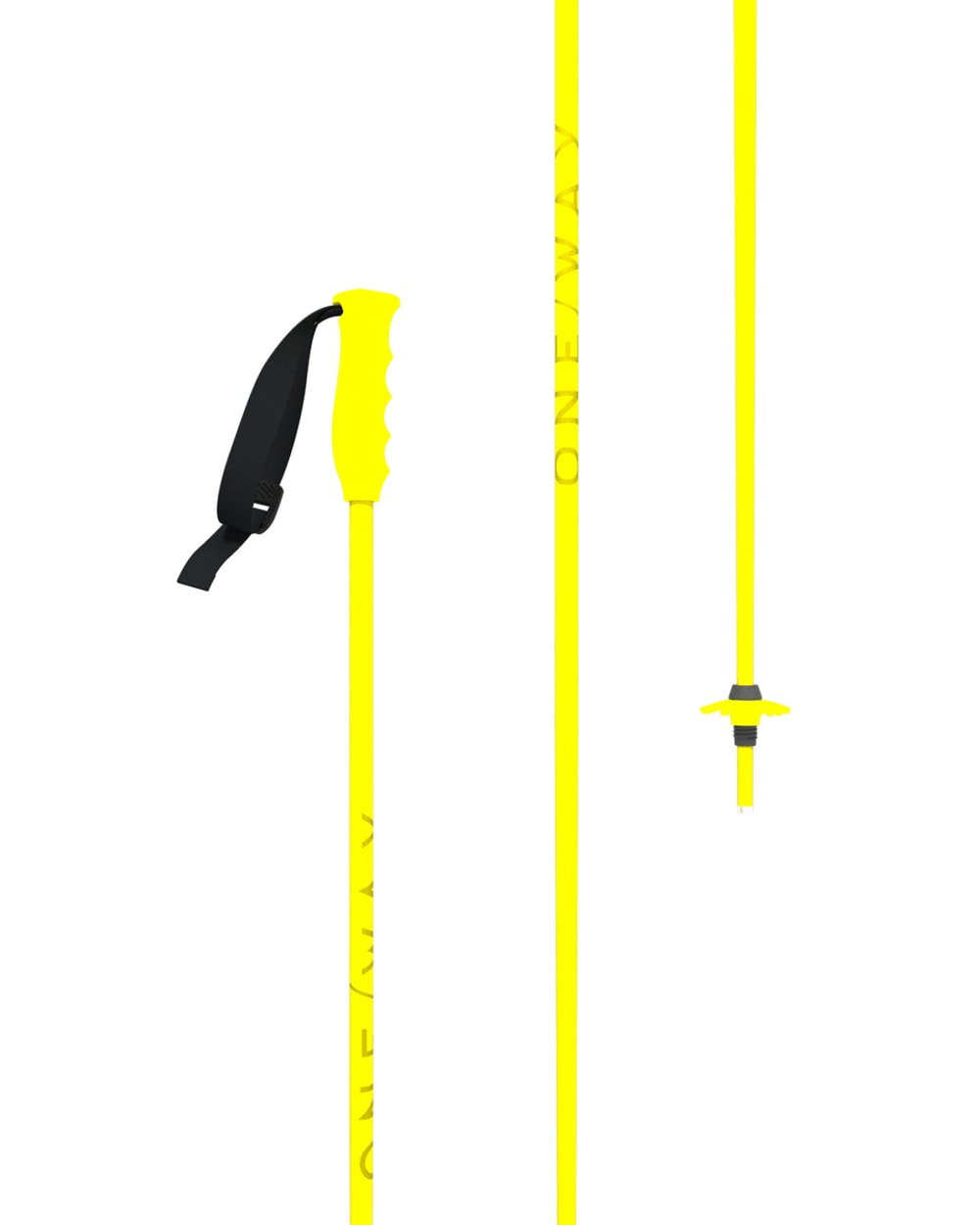 One Way Junior Ski Poles - Neon Yellow, front view