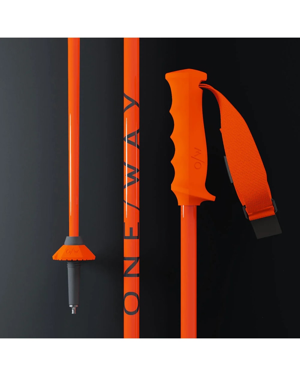 One Way RD 16 SL Ski Poles - Neon Orange, grip and basket detail