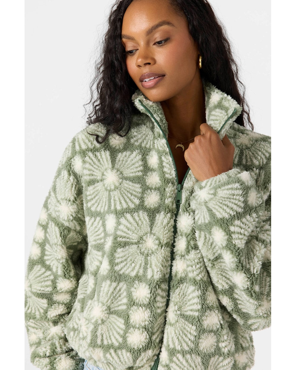 O'Neill Women's Cordin Printed Jacket - Sea Spray - fleece print close up