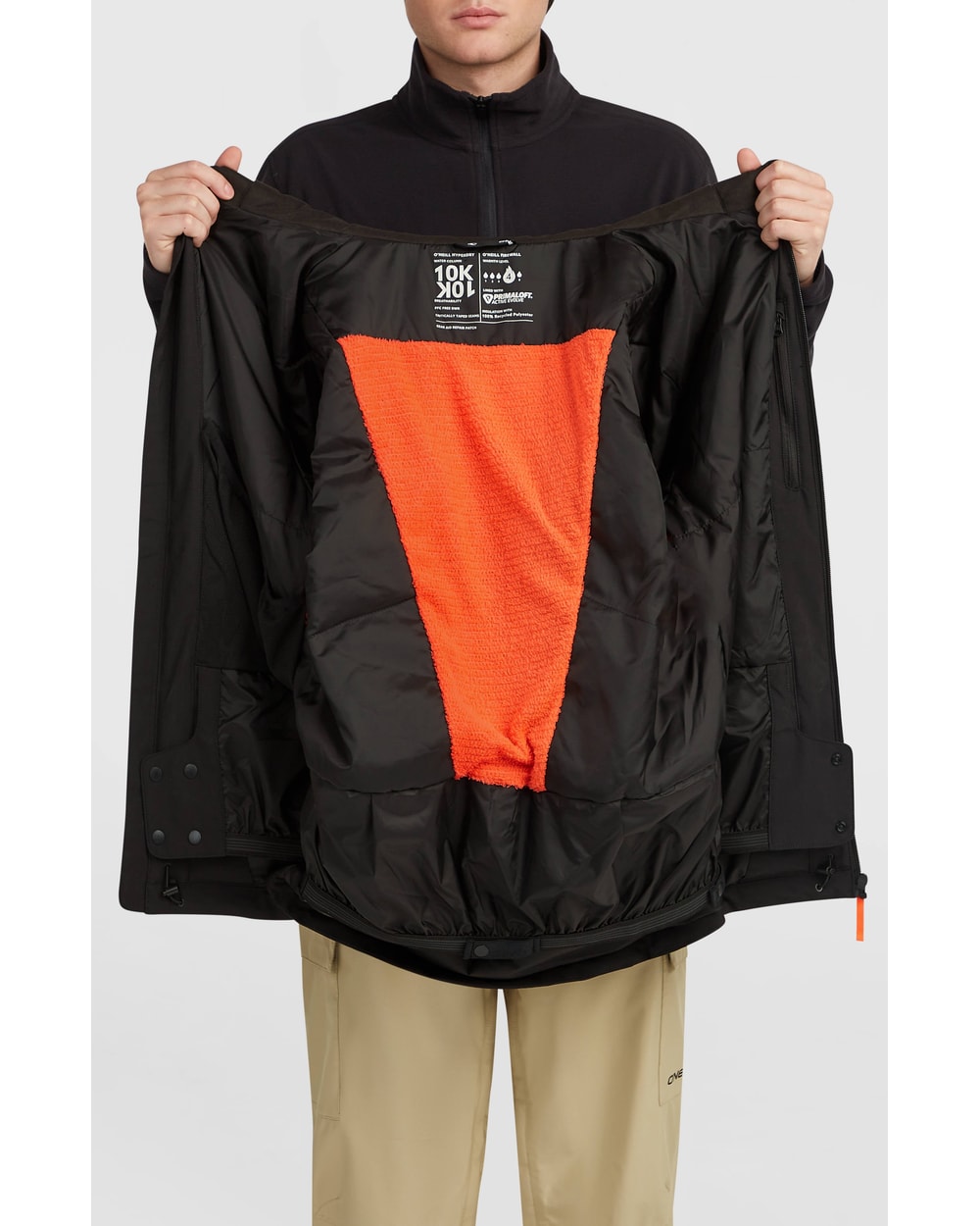 O'Neill Men's FWC'Cruz Duo Snow Jacket - Black Out Colour Block, interior view