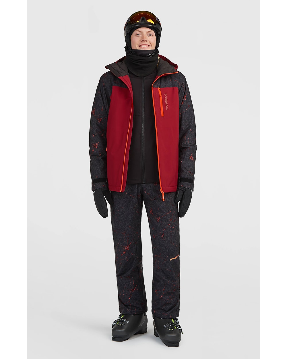 O'Neill Men's FWC'Cruz Duo Snow Jacket - Tamarillo Colour Block, full-length view