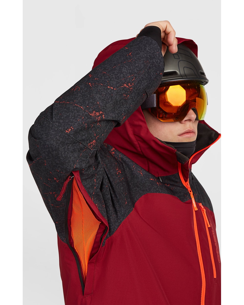 O'Neill Men's FWC'Cruz Duo Snow Jacket - Tamarillo Colour Block, detail view