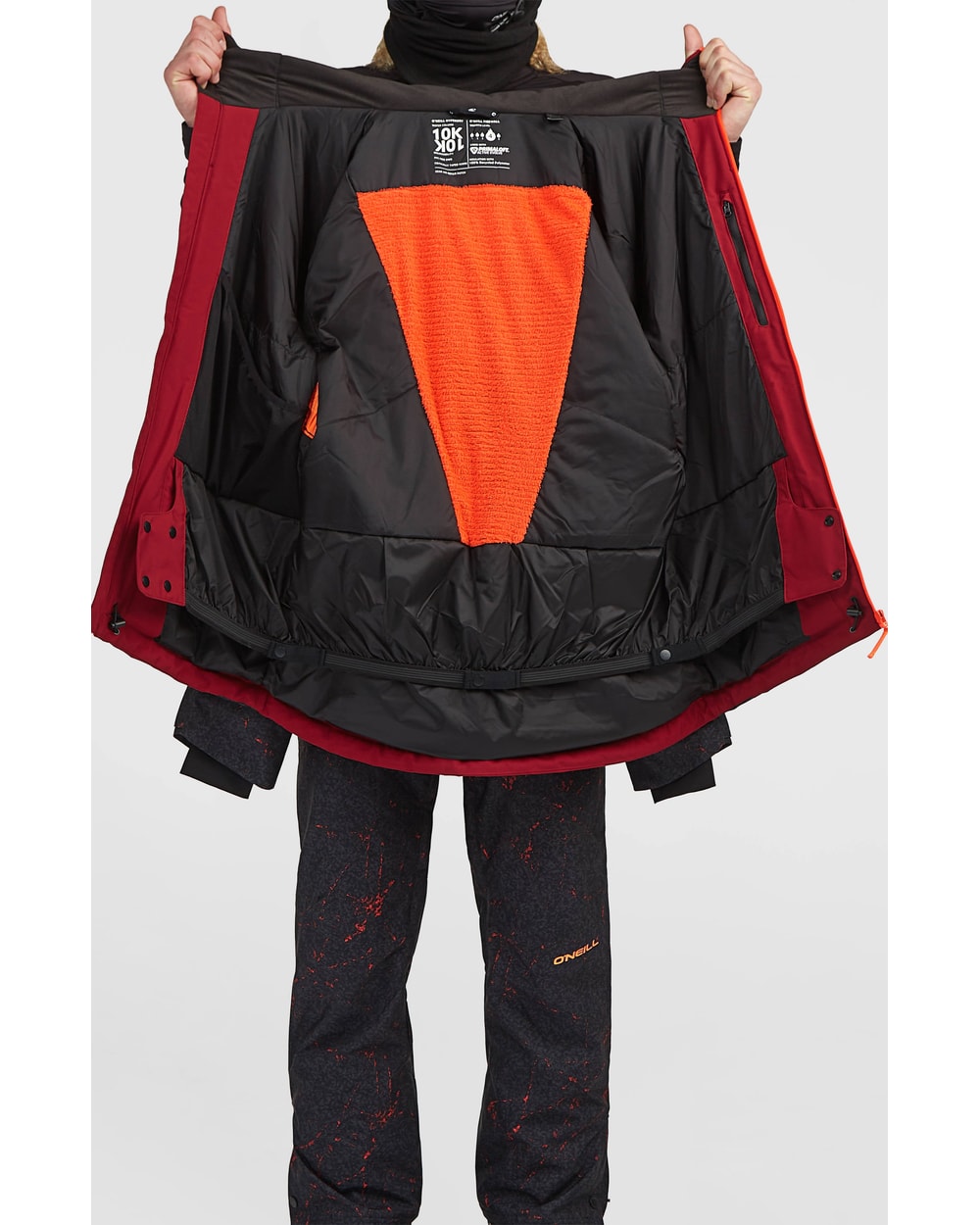 O'Neill Men's FWC'Cruz Duo Snow Jacket - Tamarillo Colour Block, interior view