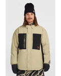 O'Neill Men's FWC'Play Shacket Snow Jacket - Olive Blush Colour Block, front view