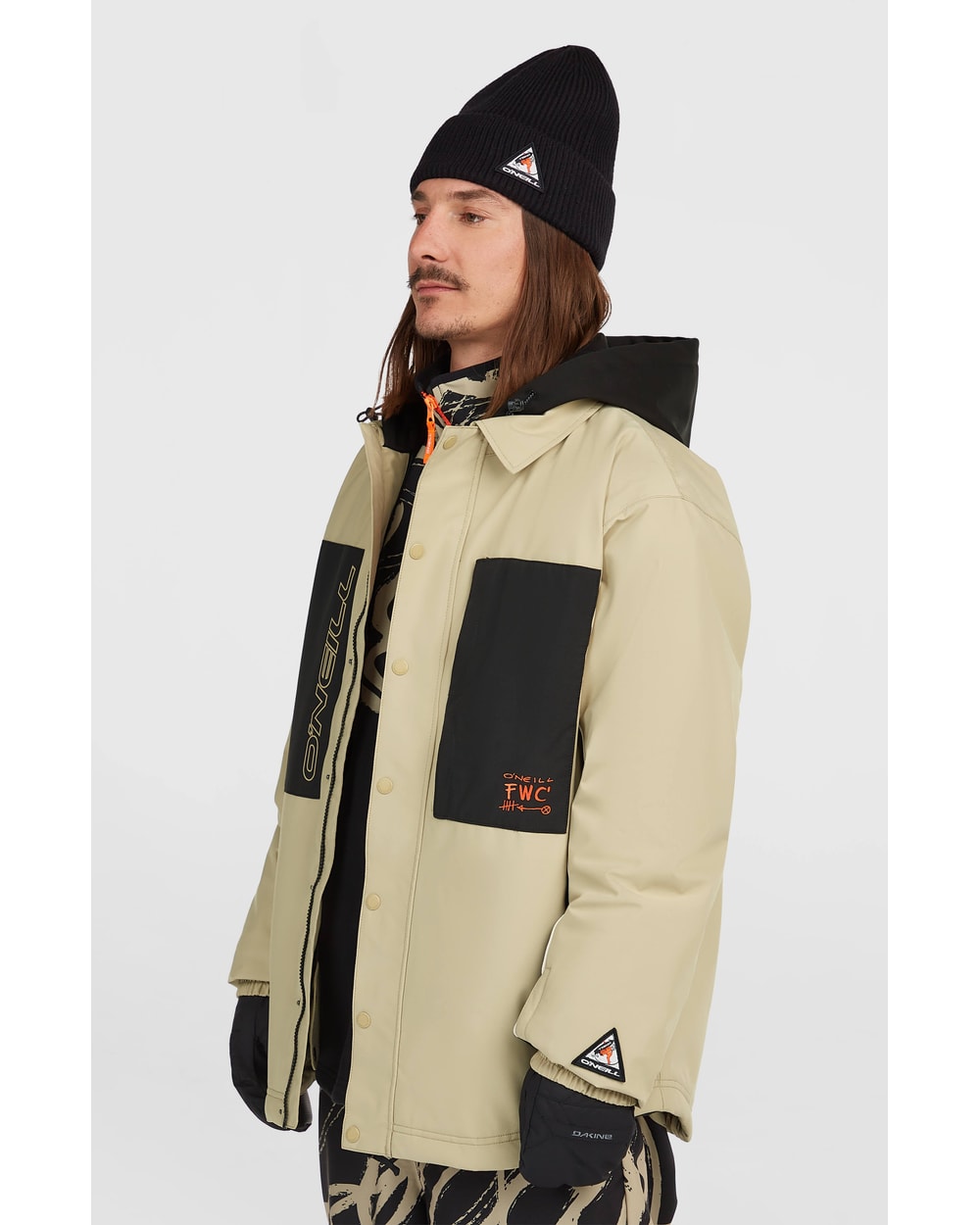 O'Neill Men's FWC'Play Shacket Snow Jacket - Olive Blush Colour Block, side view