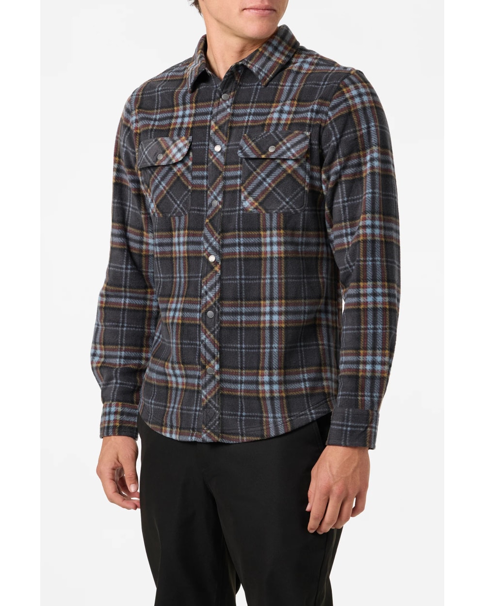 O'Neill Men's Glacier Plaid Superfleece Standard Fit Long Sleeve Shirt