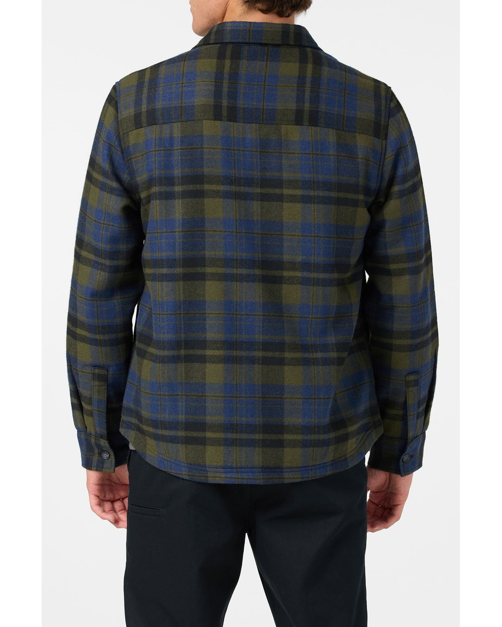 O'Neill Men's Plaid High Pile Lined Jacket - Army - back
