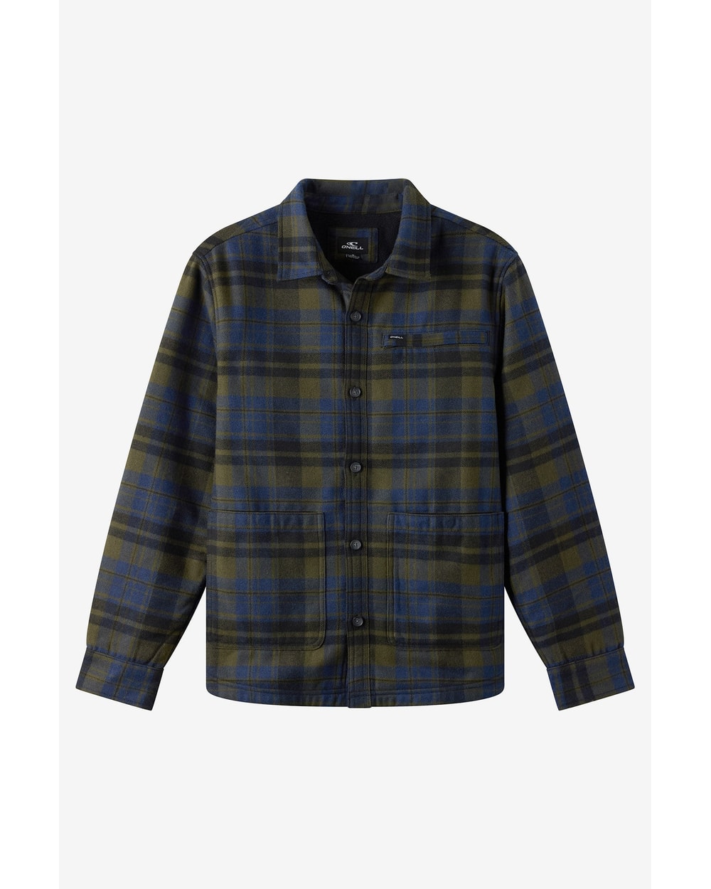 O'Neill Men's Plaid High Pile Lined Jacket - Army - flat front