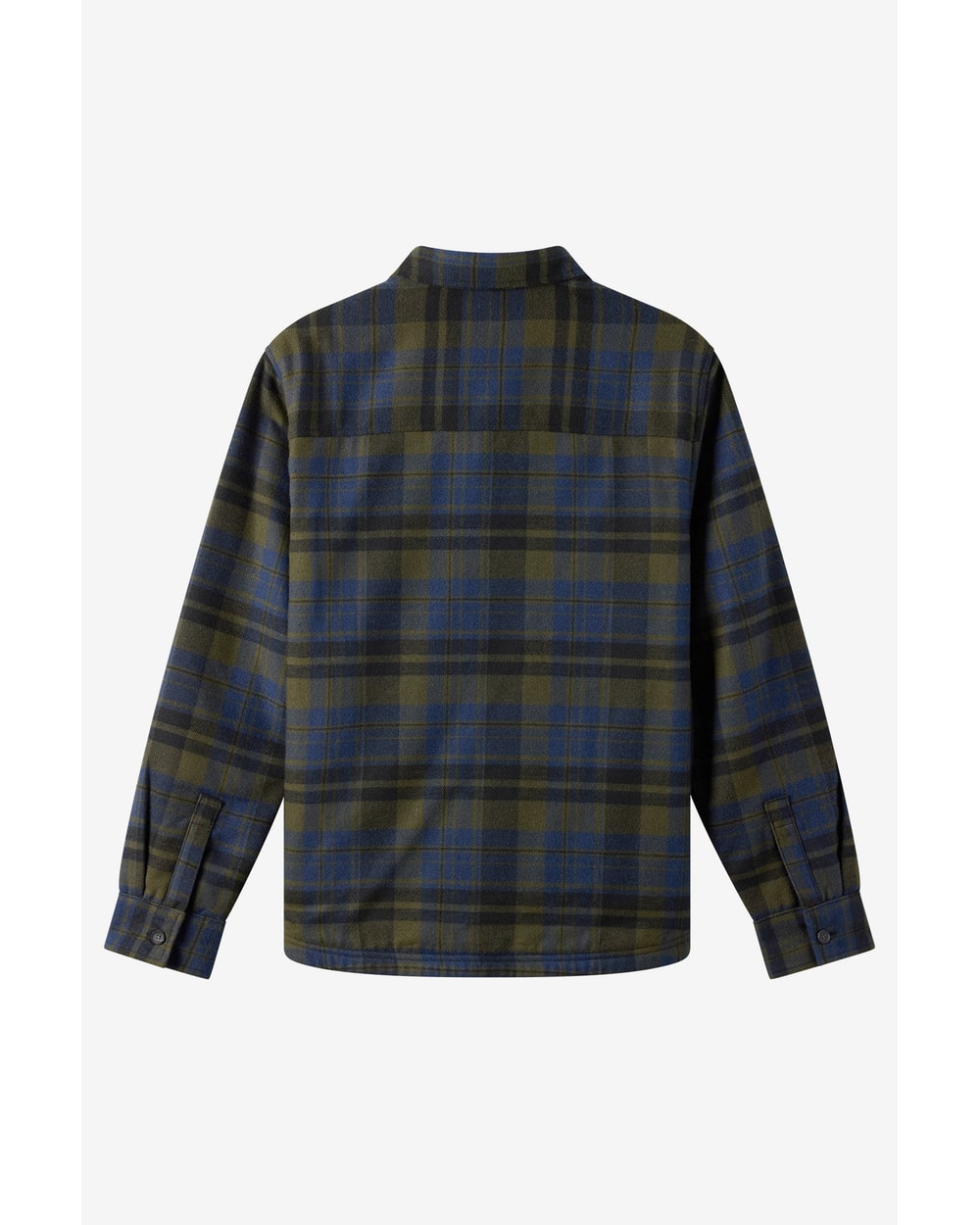 O'Neill Men's Plaid High Pile Lined Jacket - Army - flat back