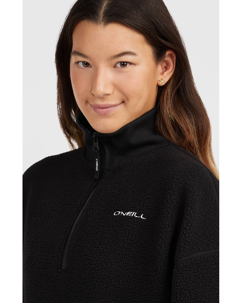 O'Neill Women's Must-Have Half-Zip Fleece - Black - collar and logo detail