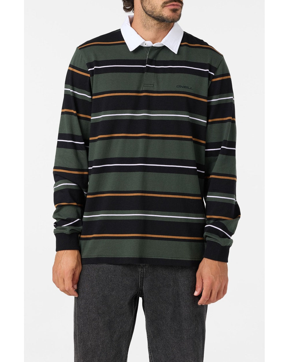O'Neill Tickets Long Sleeve Rugby Shirt - Hunter Green front