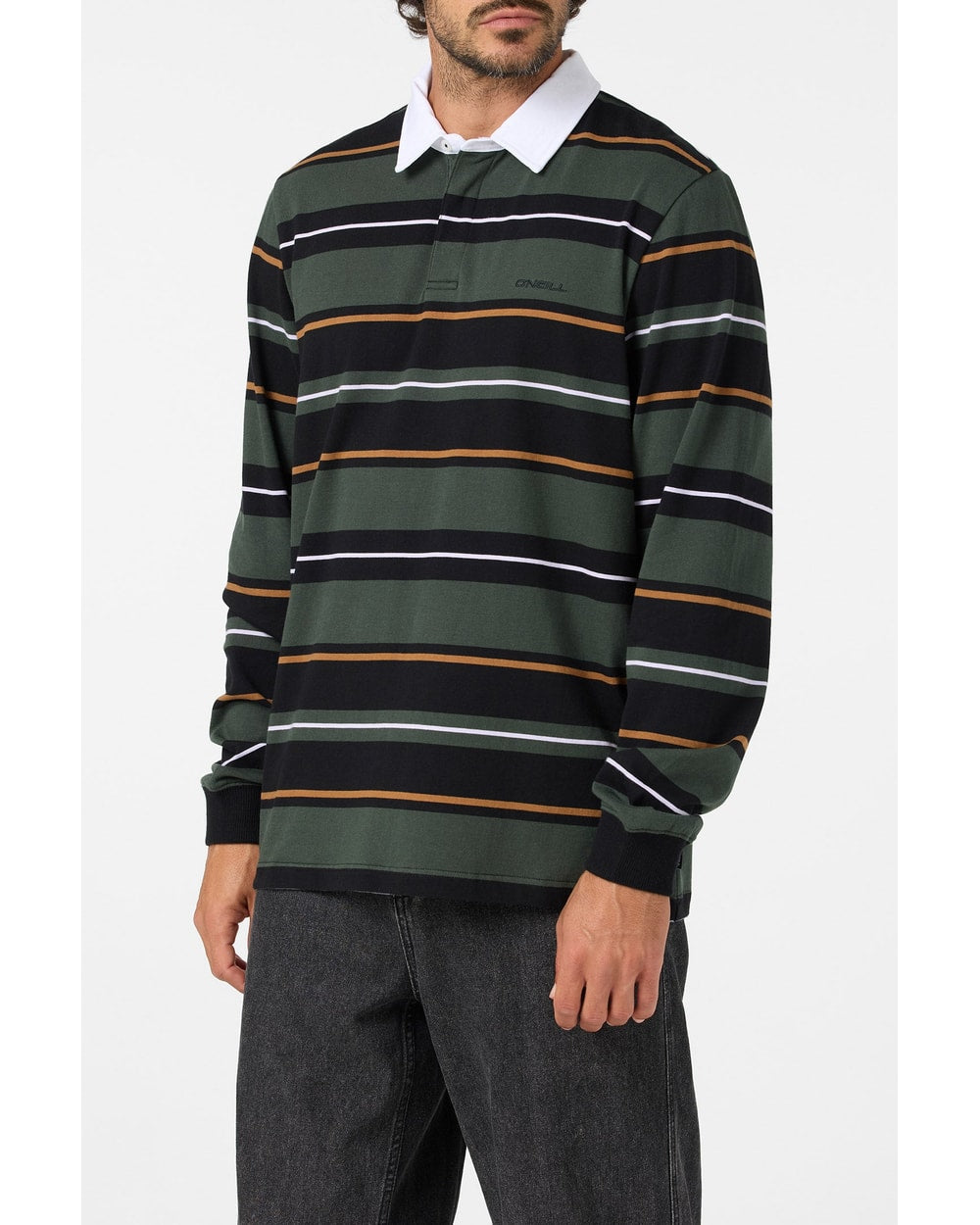 O'Neill Tickets Long Sleeve Rugby Shirt - Hunter Green detail