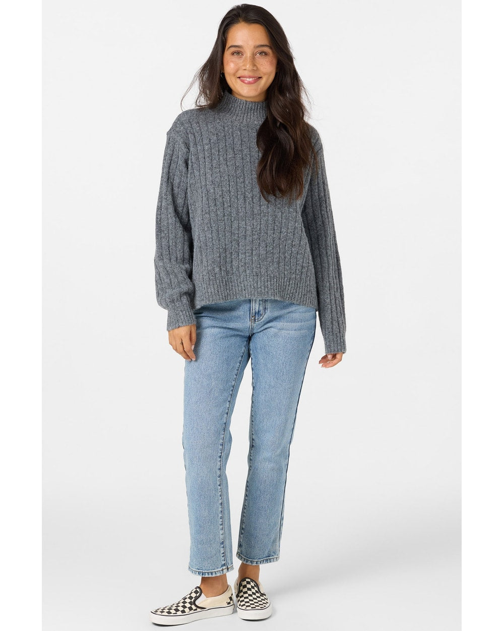 O'Neill Women's Cypress Mock Neck Sweater - Charcoal - front