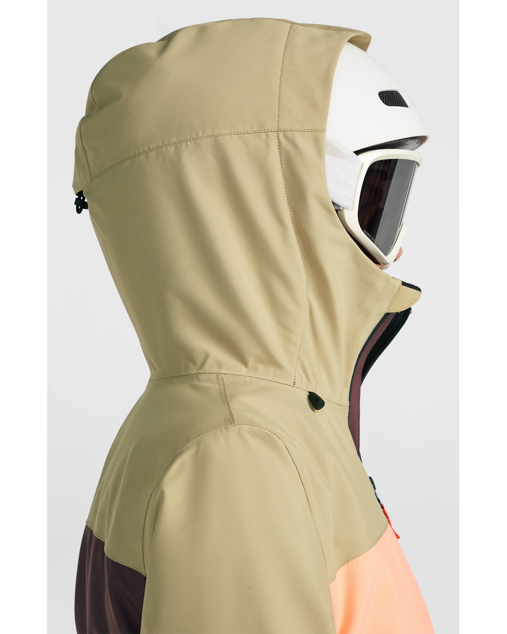 O'Neill Women's FWC'Cruz Triple Snow Jacket - Olive Blush Colour Block, hood