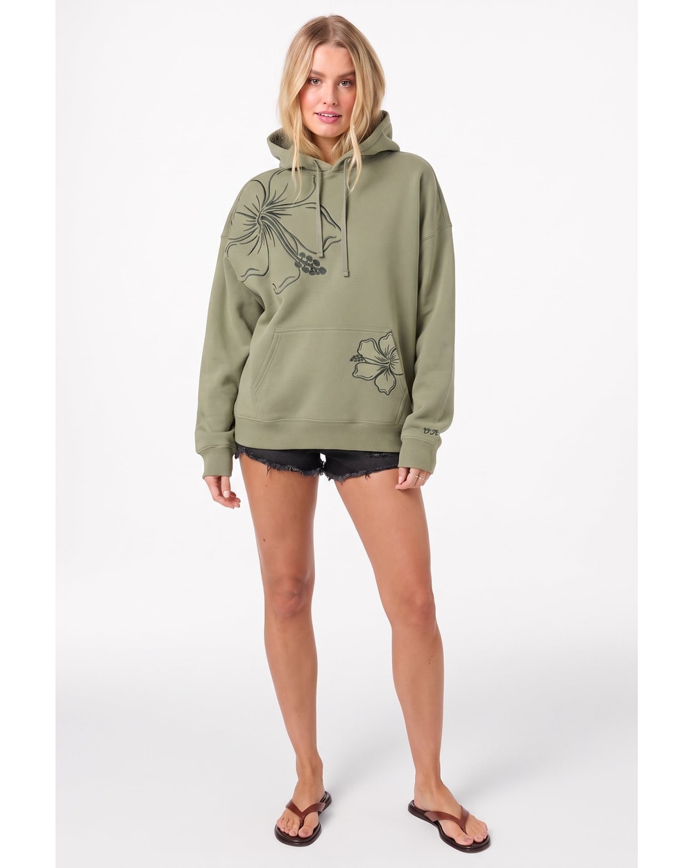 O'Neill Women's Hibiscus Oversized Hoodie - Sage - front