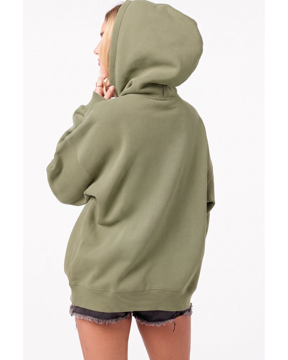 O'Neill Women's Hibiscus Oversized Hoodie - Sage - back and hood