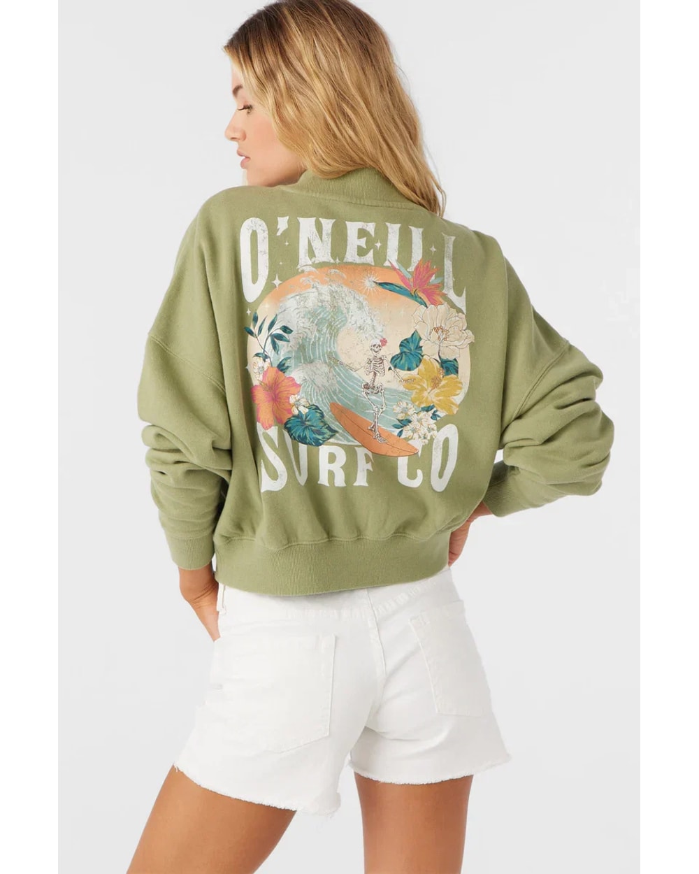 O'Neill Women's Moment Crop Crewneck - Oil Green - back