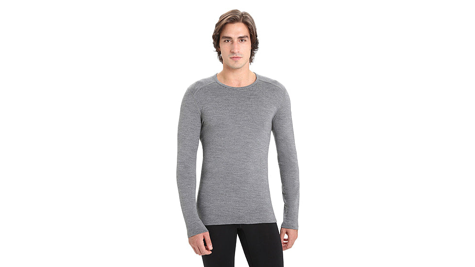 Icebreaker Men's 260 Tech Long Sleeve Crew, Gritstone Heather, front angled