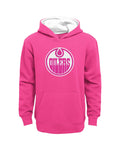 Outerstuff Girls Youth Edmonton Oilers Pink Fleece Pullover Hoodie