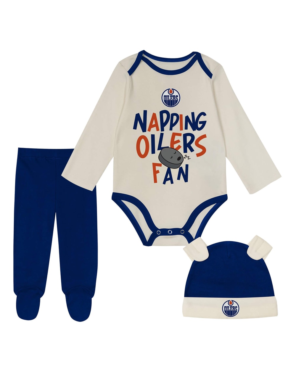 Outerstuff Infant Edmonton Oilers Little Champ 3 Piece Creeper Set