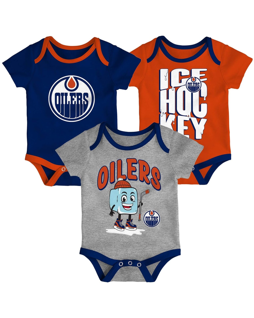 Outerstuff Infant Edmonton Oilers Triple Header 3 Piece Creeper Set