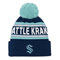 Outerstuff Youth Seattle Kraken Jacquard Knit Cuffed Toque with Pom