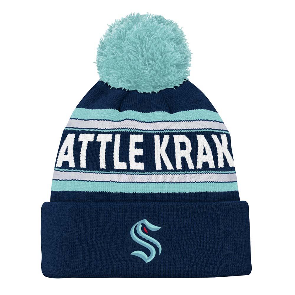 Outerstuff Youth Seattle Kraken Jacquard Knit Cuffed Toque with Pom