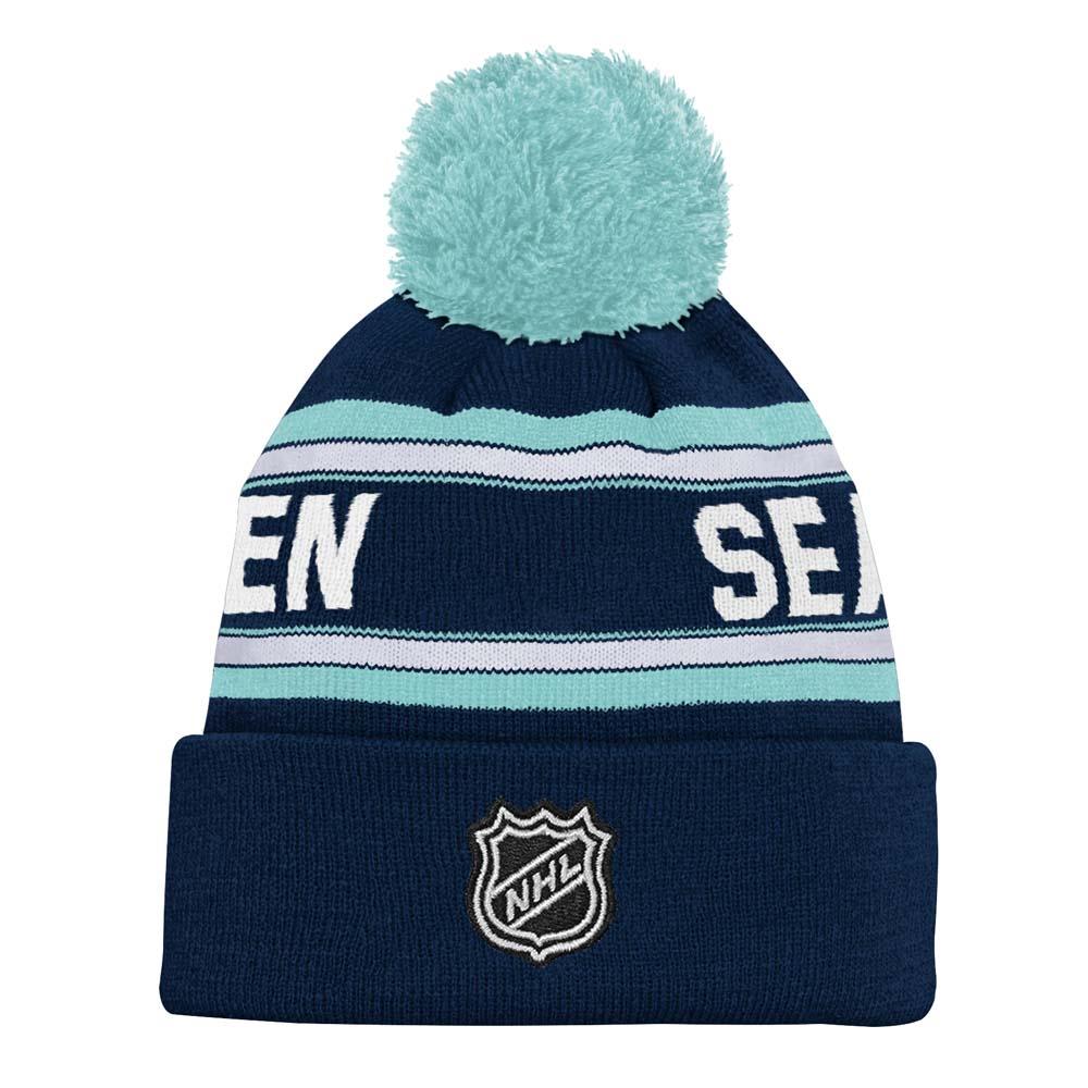 Outerstuff Youth Seattle Kraken Jacquard Knit Cuffed Toque with Pom