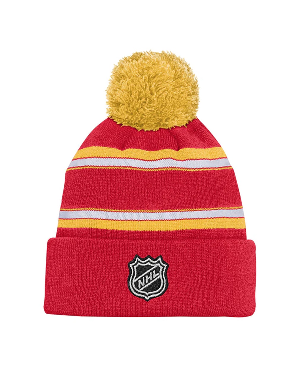 Outerstuff Youth Calgary Flames Jacquard Knit Cuffed Toque with Pom