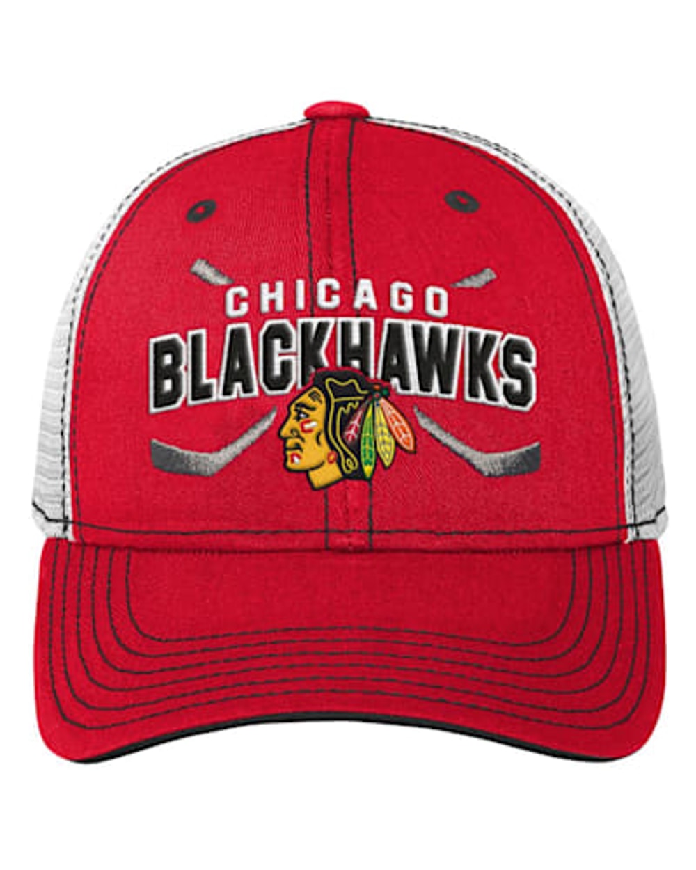 Outerstuff Youth Chicago Blackhawks Lockup Meshback Adjustable Hat