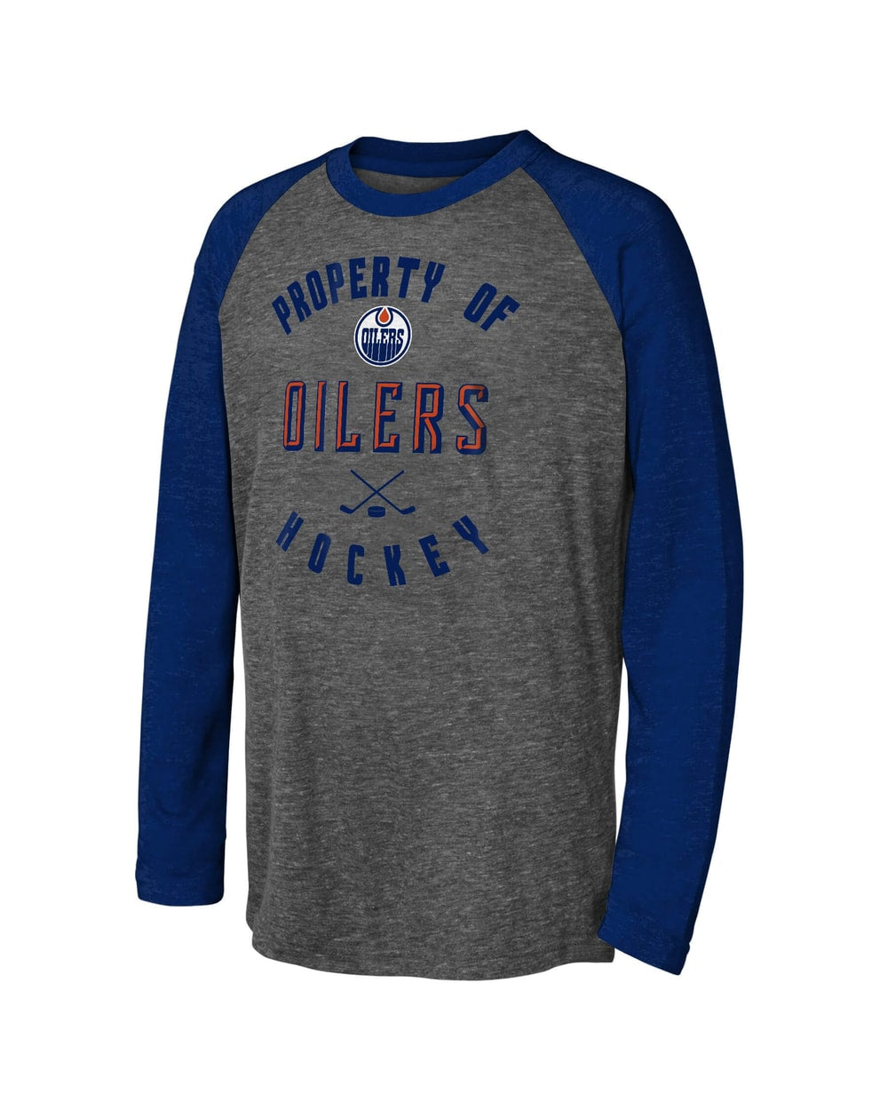 Outerstuff Youth Edmonton Oilers Beveled Long Sleeve Triblend Raglan T-Shirt