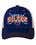 Outerstuff Youth Edmonton Oilers Lockup Meshback Adjustable Hat - Royal, front view