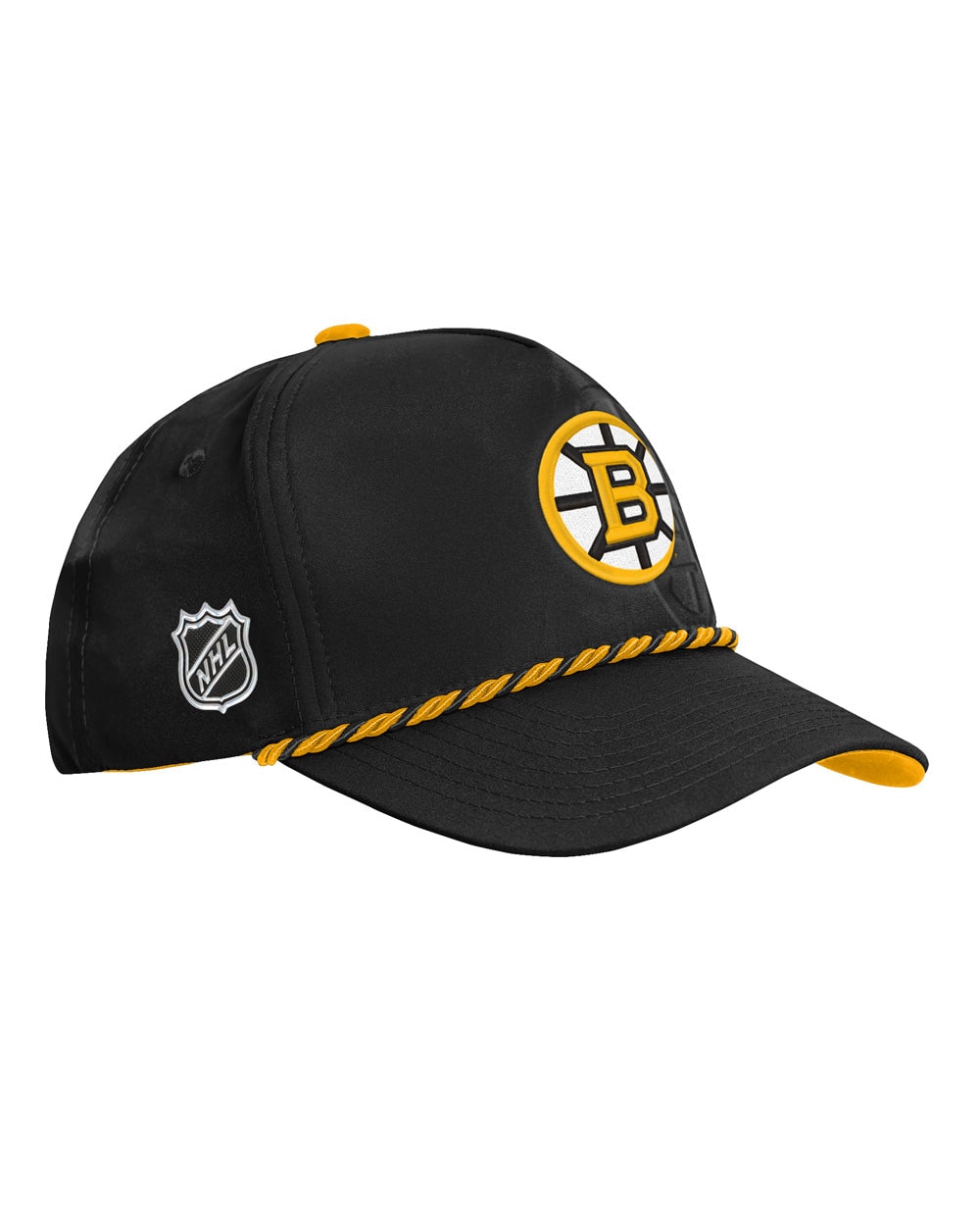 Outerstuff Boston Bruins 2026 NHL Draft Podium Youth Hat - three-quarter right with NHL shield