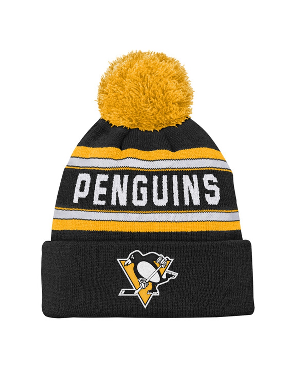 Outerstuff Youth Pittsburgh Penguins Jacquard Knit Cuffed Toque with Pom