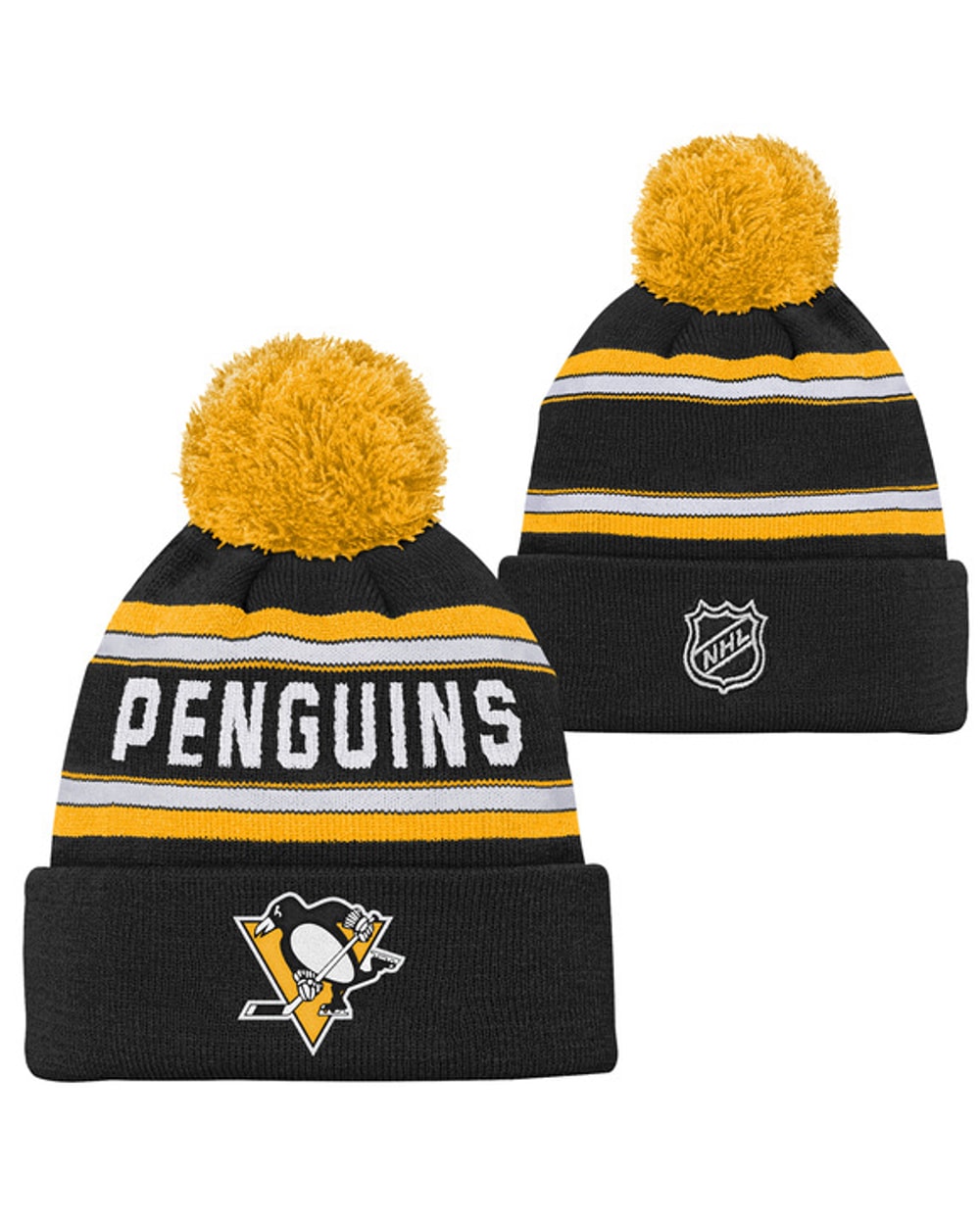 Outerstuff Youth Pittsburgh Penguins Jacquard Knit Cuffed Toque with Pom