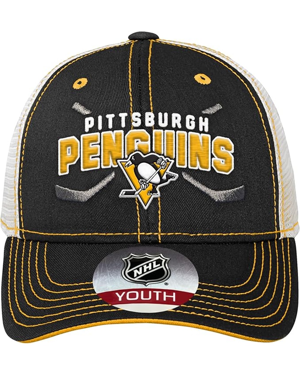 Outerstuff Youth Pittsburgh Penguins Lockup Meshback Adjustable Hat