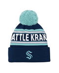 Outerstuff Youth Seattle Kraken Jacquard Knit Cuffed Toque with Pom
