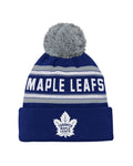 Outerstuff Youth Toronto Maple Leafs Jacquard Knit Cuffed Toque with Pom