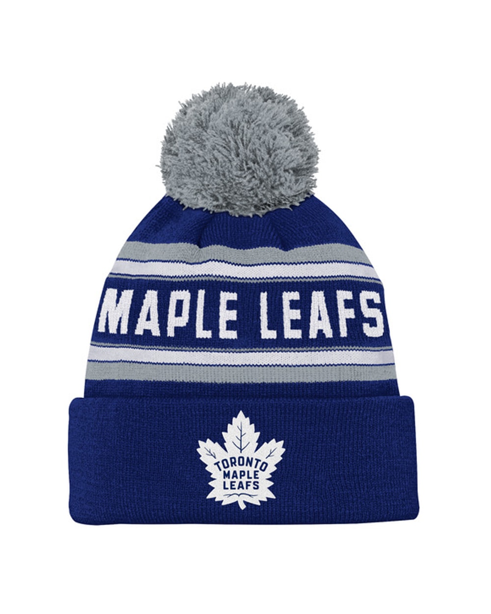 Outerstuff Youth Toronto Maple Leafs Jacquard Knit Cuffed Toque with Pom