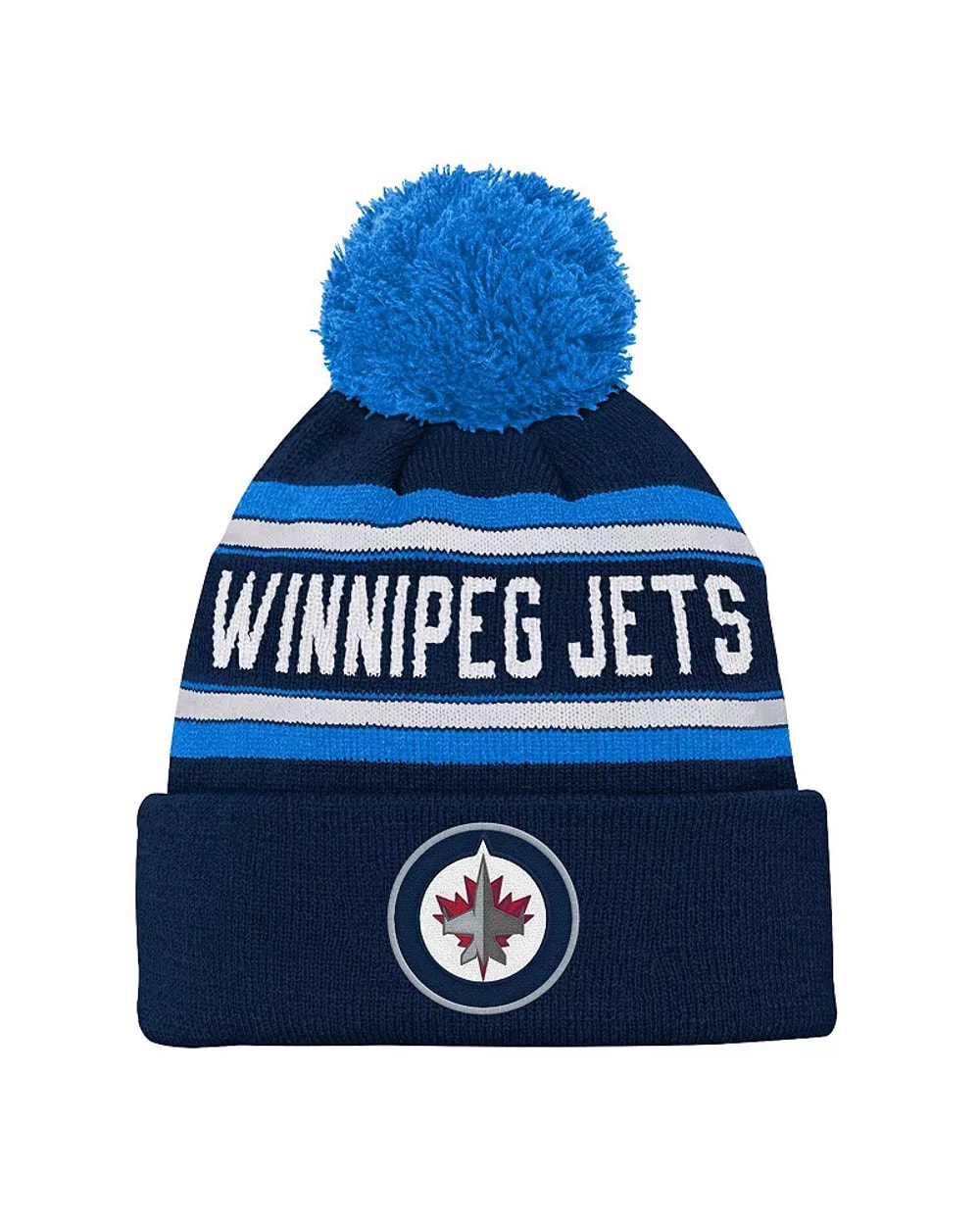 Outerstuff Youth Winnipeg Jets Jacquard Knit Cuffed Toque with Pom