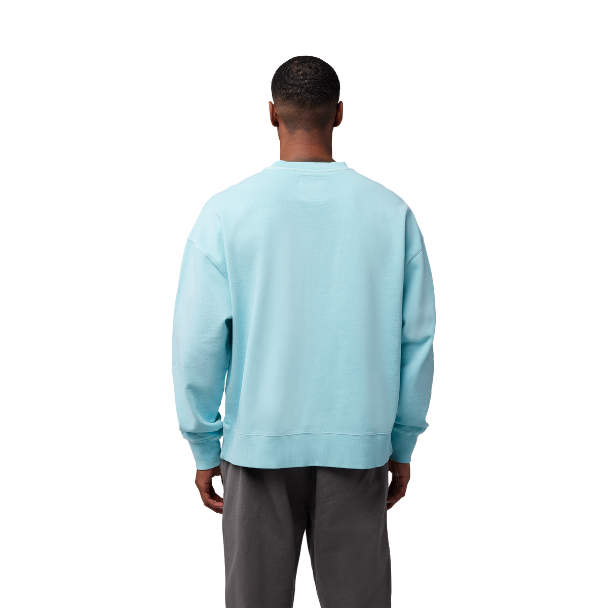 Fox Wordmark Oversized Crew Pullover - Light Blue - Detail