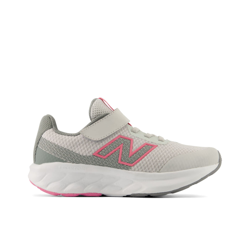New Balance Kids' 520 Hook & Loop Grey/Pink lateral