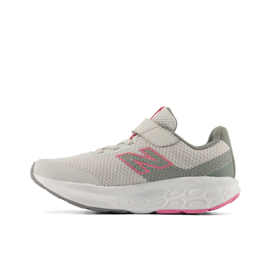 New Balance Kids' 520 Hook & Loop Grey/Pink medial