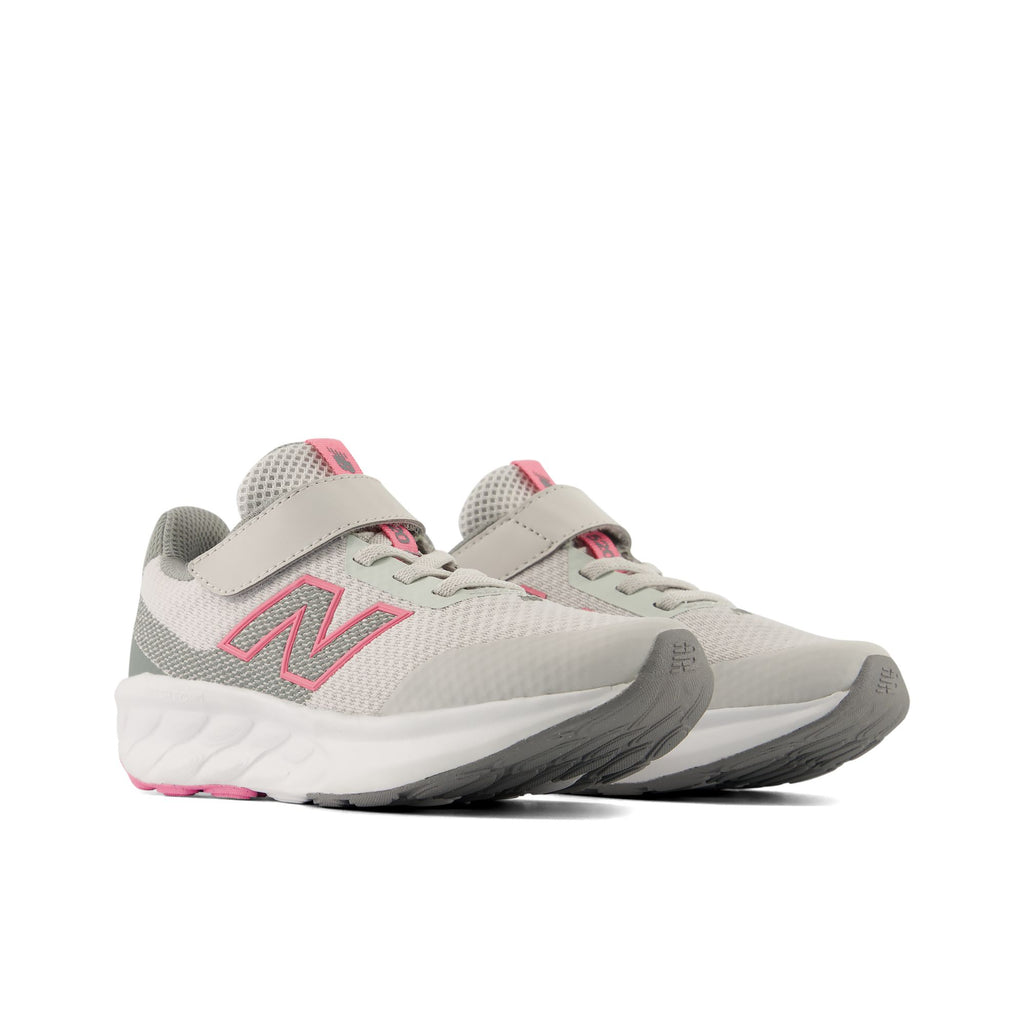New Balance Kids' 520 Hook & Loop Grey/Pink heel