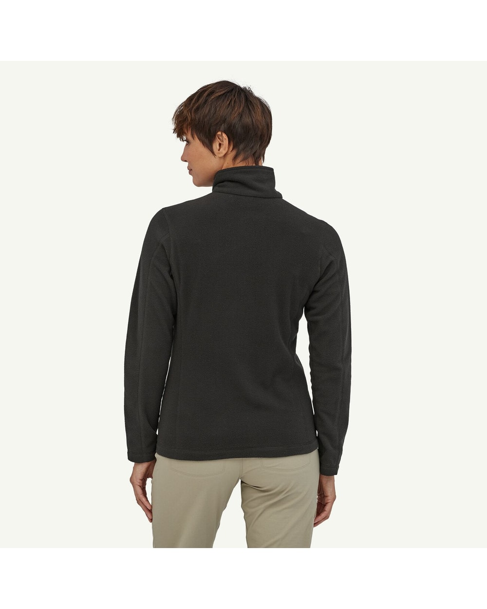 Patagonia Women's Micro D 1/4-Zip Fleece Pullover - BLACK - on-model back alternate