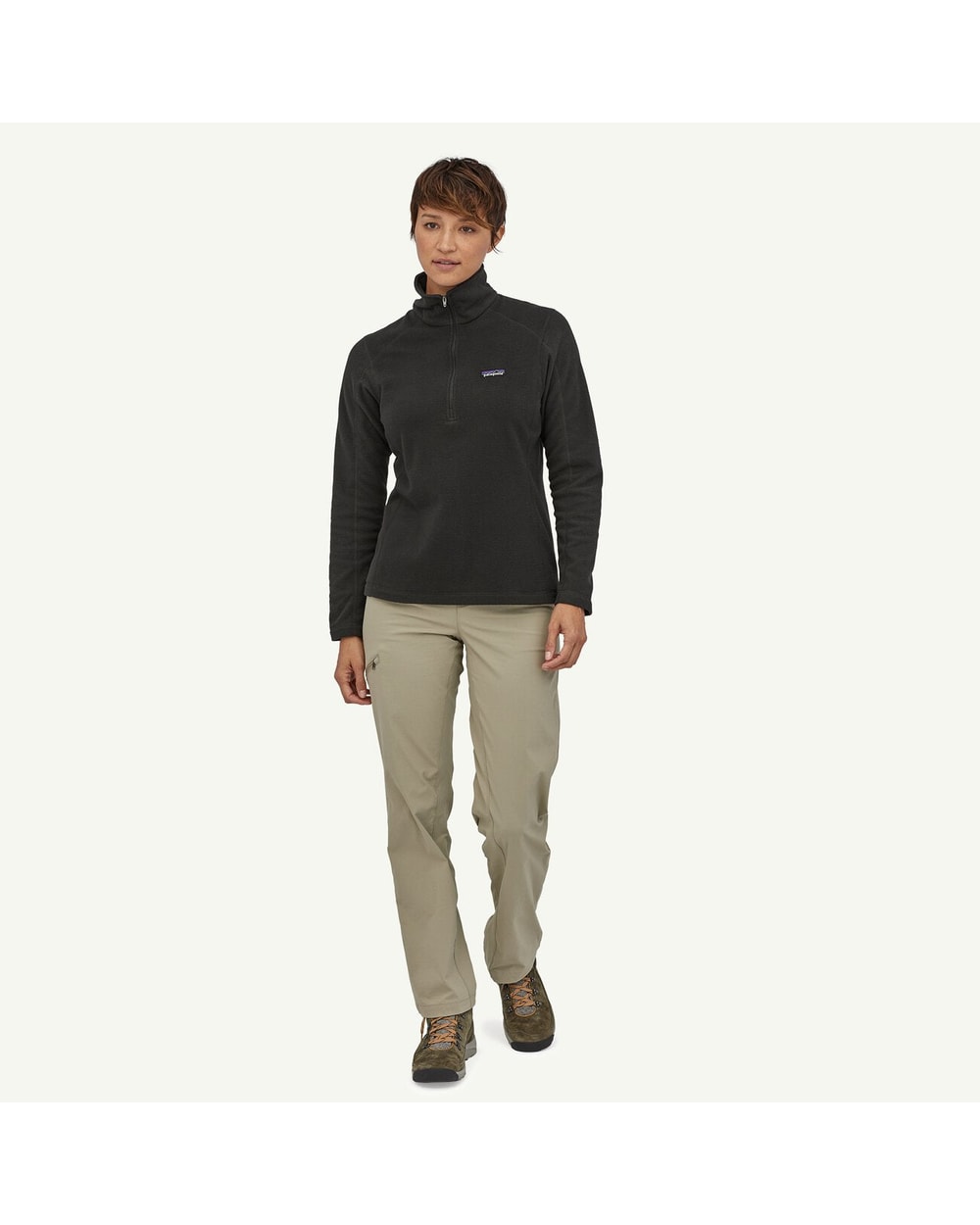 Patagonia Women's Micro D 1/4-Zip Fleece Pullover - BLACK - on-model full length