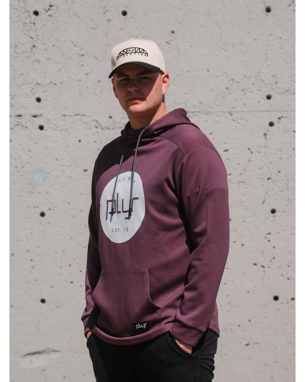 plyr Men's TRD MRK Hoodie Maroon - side