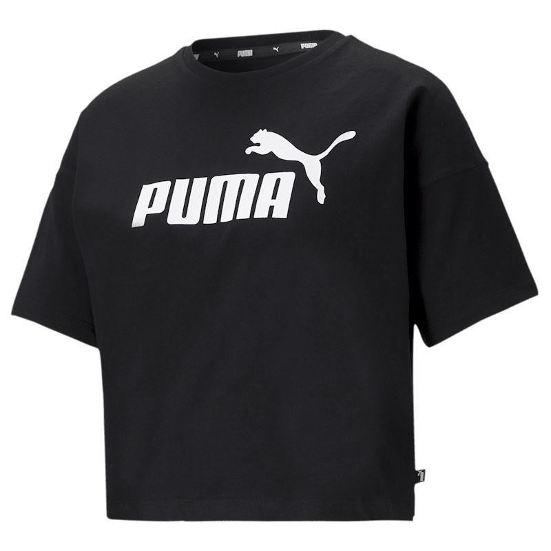 Puma Women's Essentials Cropped Logo Tee - Black - front