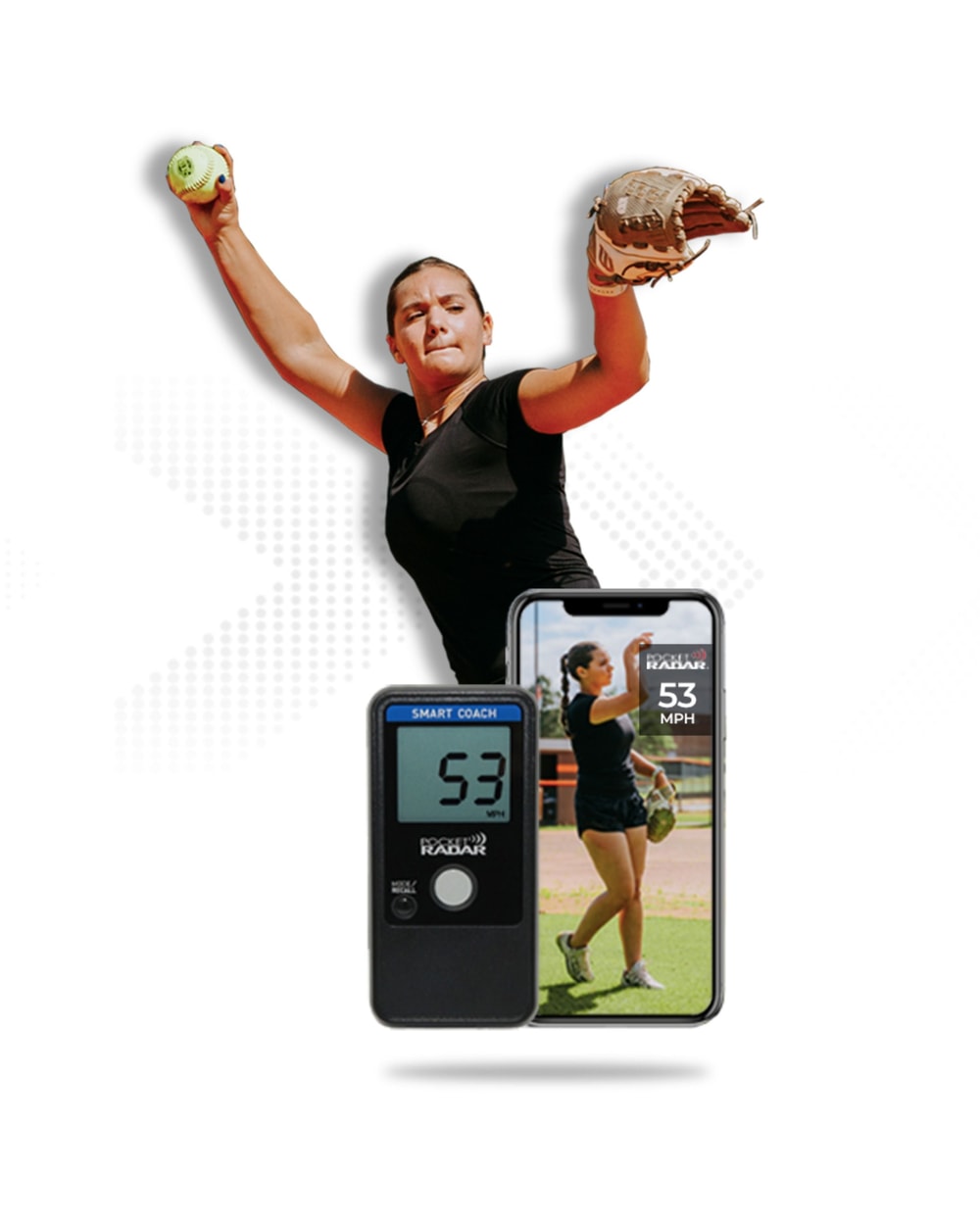 Softball pitcher speed tracked by the Pocket Radar Smart Coach
